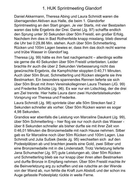 Platsch und Klatsch (Vereinszeitung 01/2012) - SV Halle (Westf.) eV