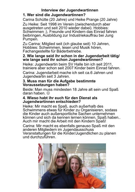 Platsch und Klatsch (Vereinszeitung 01/2012) - SV Halle (Westf.) eV