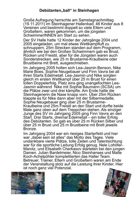 Platsch und Klatsch (Vereinszeitung 01/2012) - SV Halle (Westf.) eV