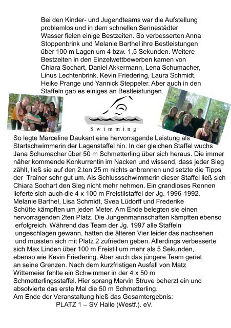Platsch und Klatsch (Vereinszeitung 02/2011) - SV Halle (Westf.) eV