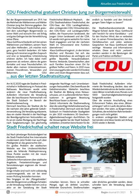 Regio-Journal 01/2021