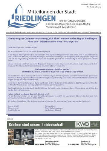 Amtliches Mitteilungsblatt Riedlingen 08.12.2021