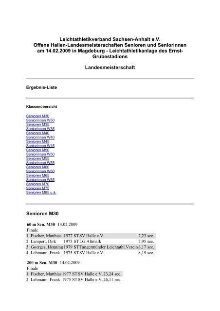 Landesmeisterschaften der Seniorinnen und Senioren in