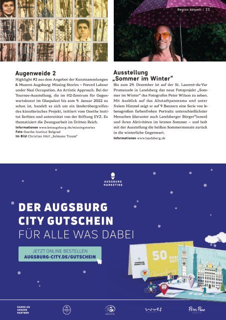 SchlossMagazin Augsburg Nordschwaben + Fünfseenland  Dezember 2021 + Januar 2022