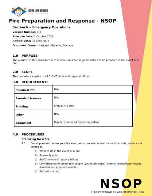 National Standard Operating Procedures - Jul 2022