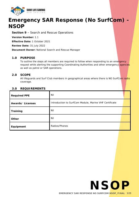 National Standard Operating Procedures - Jul 2022