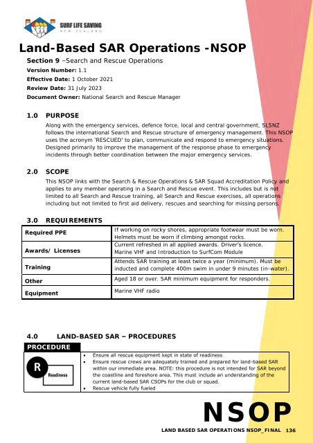 National Standard Operating Procedures - Jul 2022