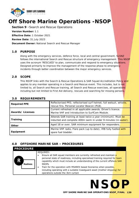 National Standard Operating Procedures - Jul 2022