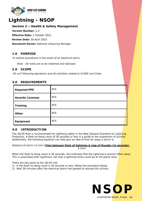 National Standard Operating Procedures - Jul 2022