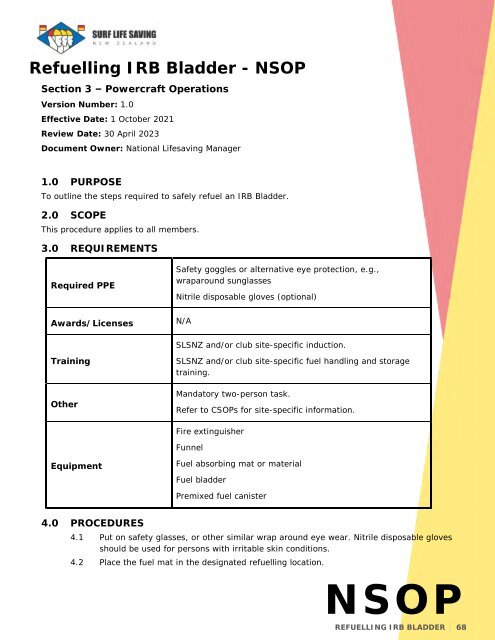 National Standard Operating Procedures - Jul 2022