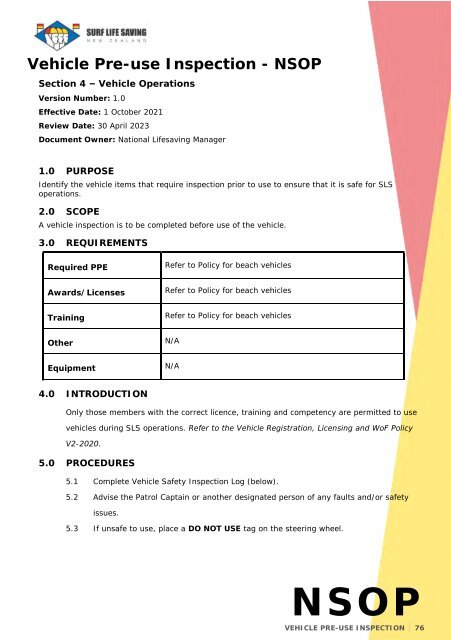 National Standard Operating Procedures - Jul 2022