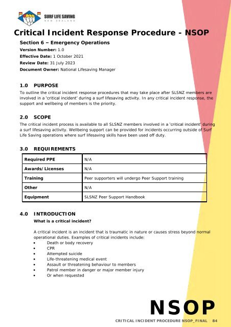 National Standard Operating Procedures - Jul 2022