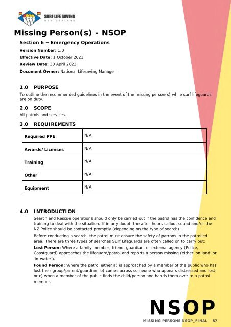 National Standard Operating Procedures - Jul 2022