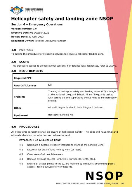 National Standard Operating Procedures - Jul 2022