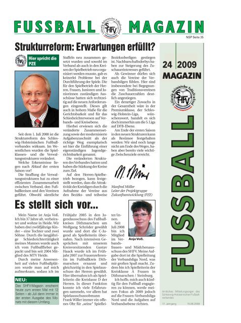 FUSSBALL MAGAZIN - Schleswig-Holsteinischer Fussballverband eV
