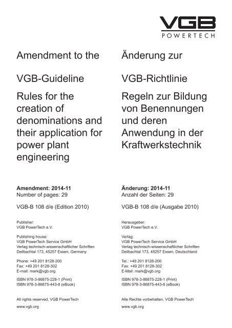 VGB-B 108 d-e (2010): ÄNDERUNG / AMENDMENT: 2014-11