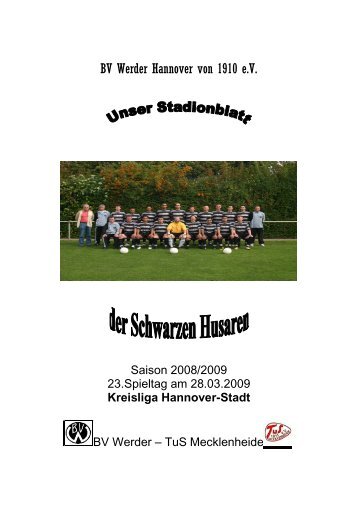 Spielplan 2.Herren Saison 08/09 - BV Werder Hannover