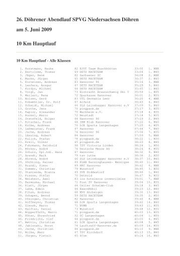 26. Döhrener Abendlauf SPVG Niedersachsen Döhren am 5. Juni ...