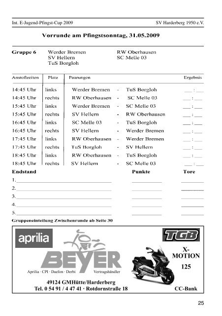 Pfingstcup Heft 2009 - SV Harderberg von 1950 eV