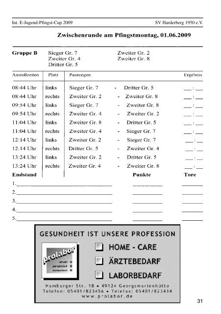 Pfingstcup Heft 2009 - SV Harderberg von 1950 eV