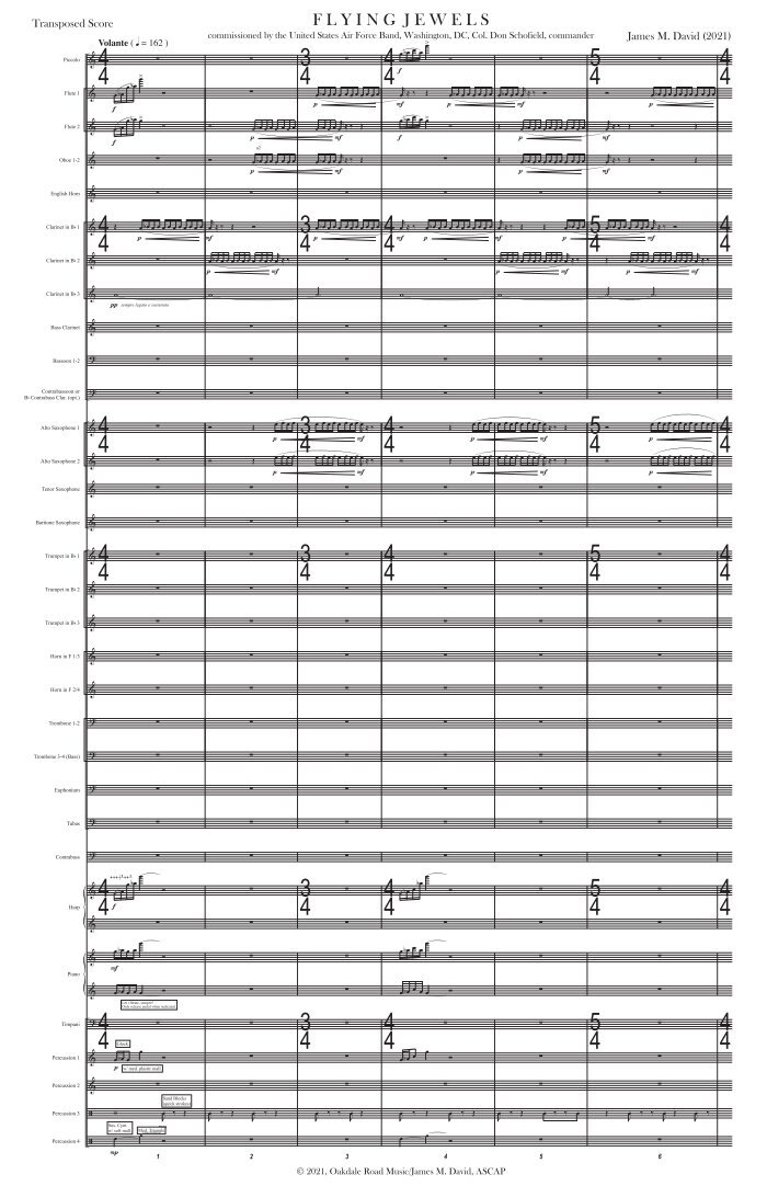 (譜) フライング・ジュエルズ / 作曲：ジェイムズ・デヴィッド (吹奏)(フルスコアのみ) 音源ありジェイムズ・デヴィッド：交響曲第1番「悪魔の聖書」ほか
