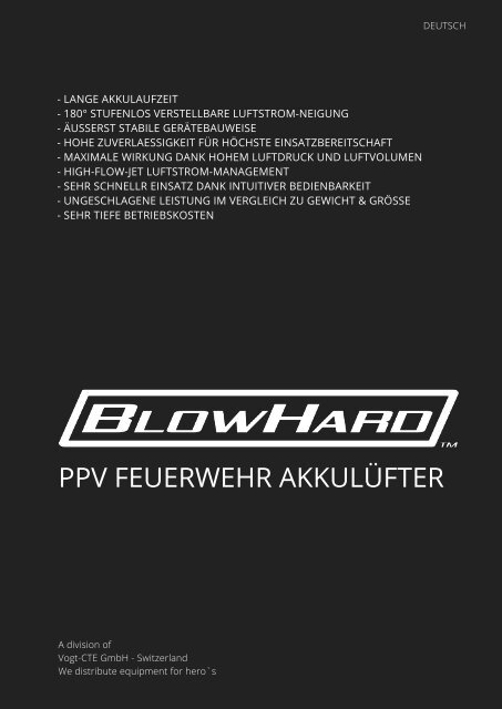 Broschüre BLOWHARD - Überdruckventilatoren, Überdrucklüfter