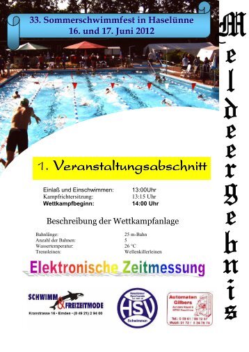 33. Sommerschwimmfest in Haselünne 16. und 17. Juni 2012