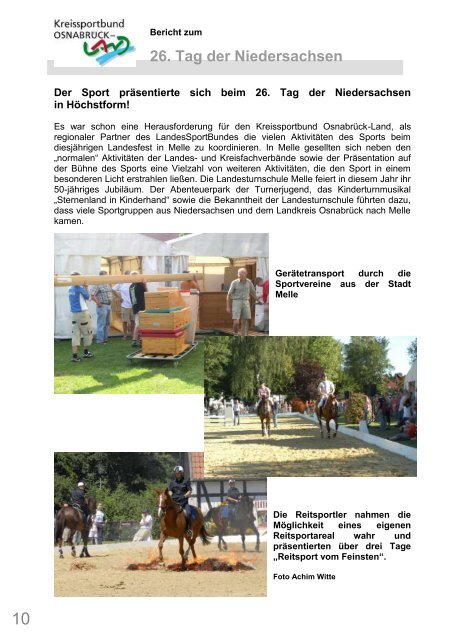 Berichte der Fachverbände - Kreissportbund Osnabrück-Land e.V.