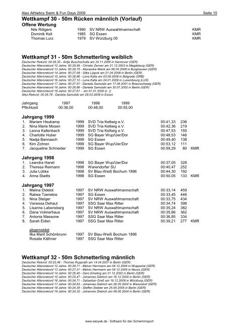 Protokoll - Schwimmverein Blau-Weiß Recklinghausen e.V.