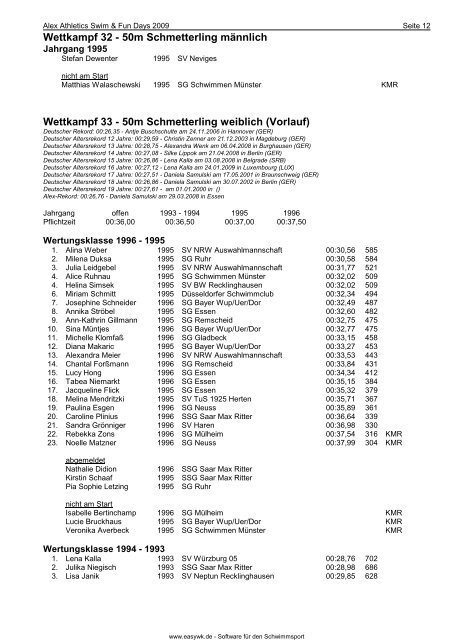 Protokoll - Schwimmverein Blau-Weiß Recklinghausen e.V.