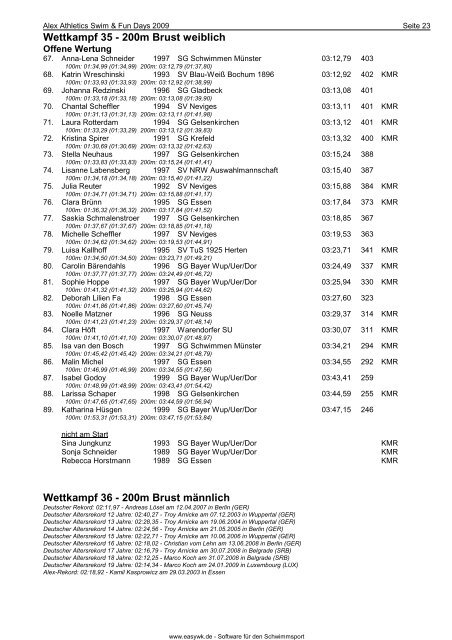 Protokoll - Schwimmverein Blau-Weiß Recklinghausen e.V.