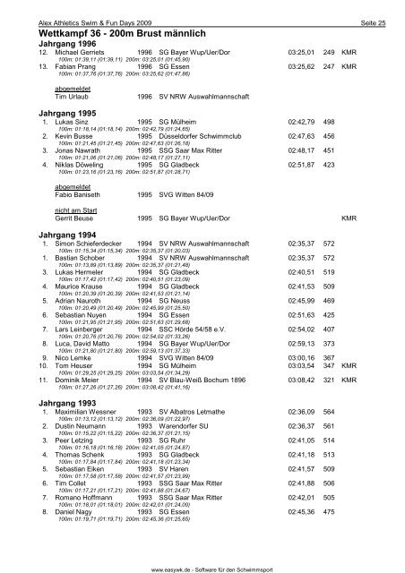 Protokoll - Schwimmverein Blau-Weiß Recklinghausen e.V.