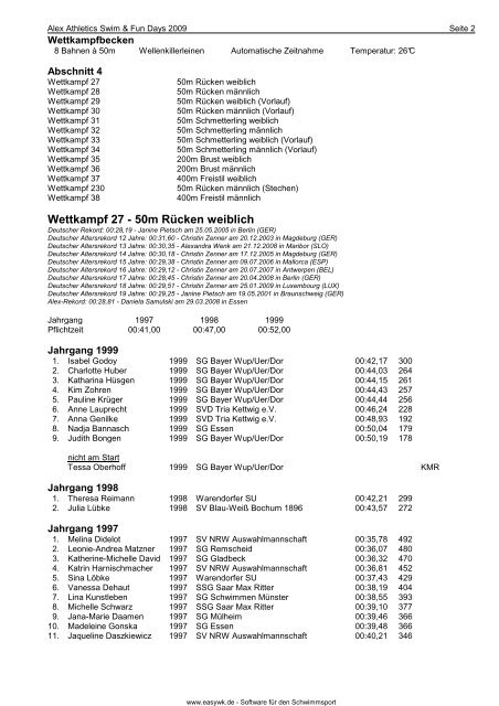 Protokoll - Schwimmverein Blau-Weiß Recklinghausen e.V.