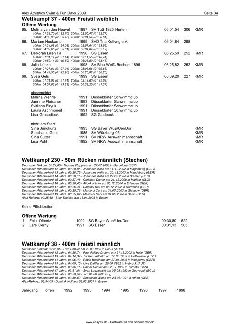 Protokoll - Schwimmverein Blau-Weiß Recklinghausen e.V.