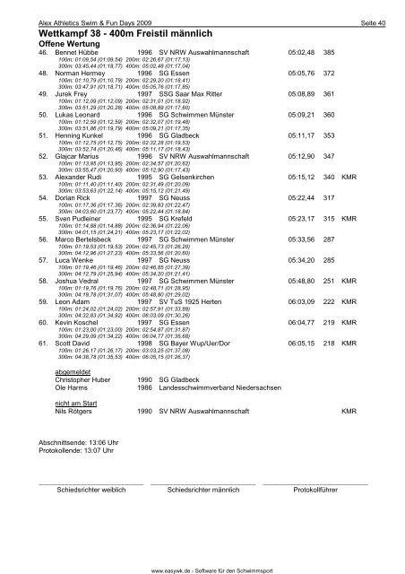 Protokoll - Schwimmverein Blau-Weiß Recklinghausen e.V.