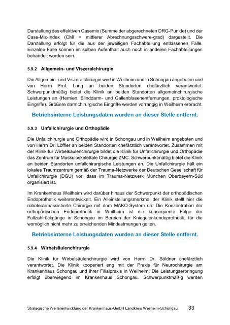 Strukturgutachten Krankenhaus-GmbH Weilheim-Schongau
