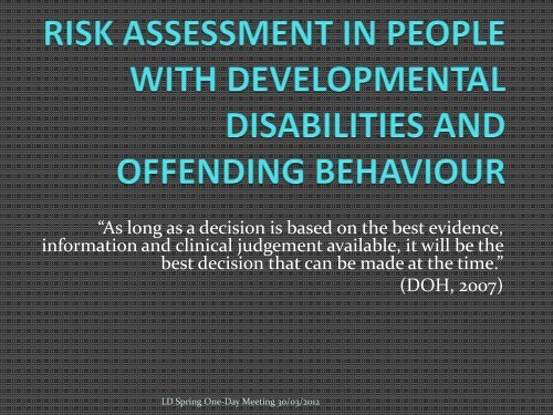 risk assessment in people with developmental disabilities and ...