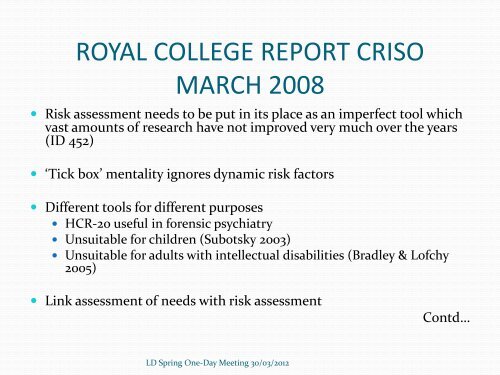 risk assessment in people with developmental disabilities and ...