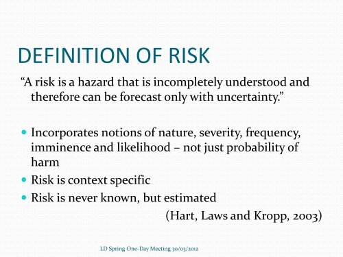 risk assessment in people with developmental disabilities and ...