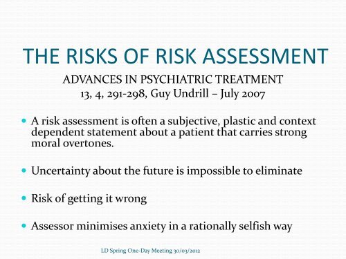 risk assessment in people with developmental disabilities and ...