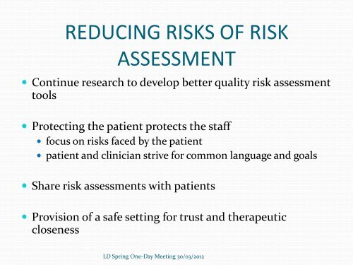 risk assessment in people with developmental disabilities and ...