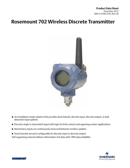 Rosemount 702 Wireless Discrete Transmitter - Emerson Process ...