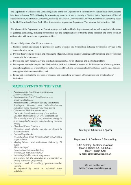 GUIDANCE & COUNSELLING - Ministry Of Education and Sports