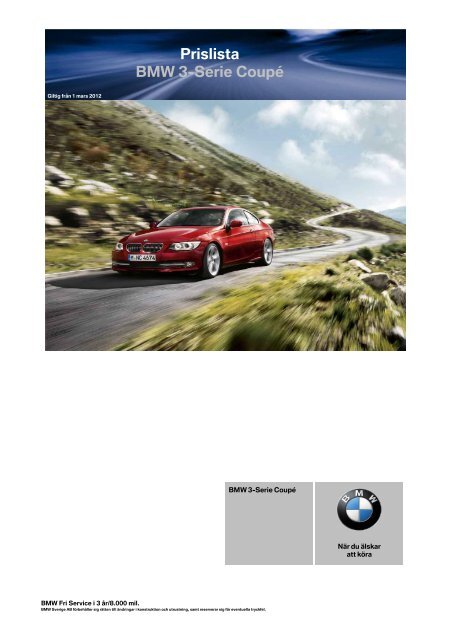 Prislista BMW 3-Serie Coupé