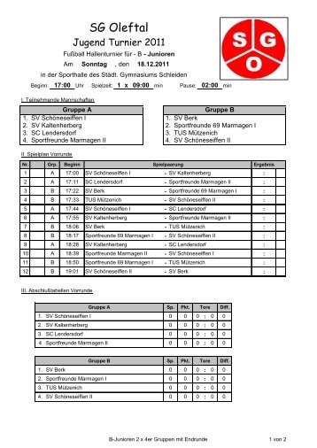 Turnier SG Oleftal - SG Sportfreunde 69 Marmagen/Nettersheim