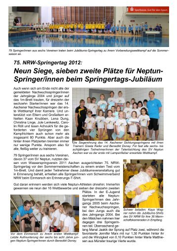 Neun Siege, sieben zweite Plätze für Neptun- Springer/innen beim ...