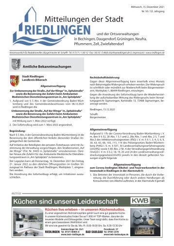 Amtliches Mitteilungsblatt Riedlingen 15.12.2021