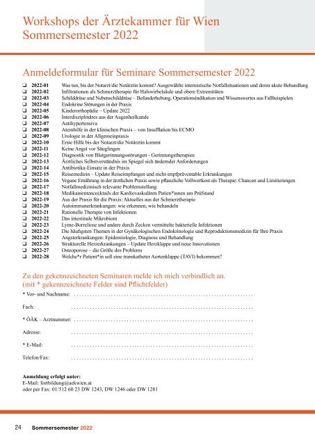 Seminarprogramm Sommersemester 2022