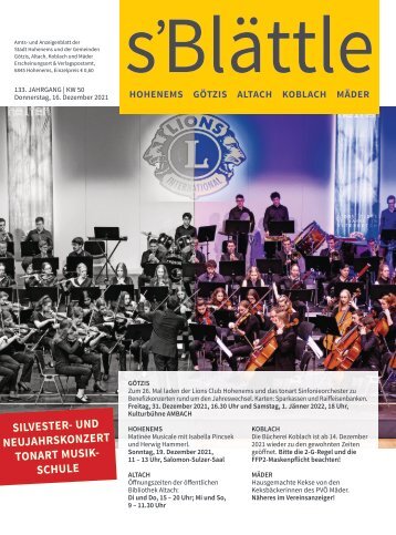 s'Blättle Nr. 50 - Do, 16. Dezember 2021