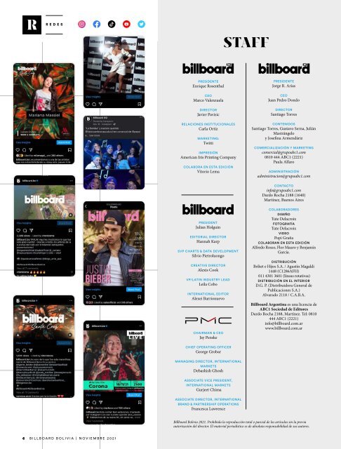 Billboard Bolivia Noviembre 2021